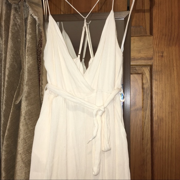 Stylestalker Pants - STYLESTALKER~ Large Cream Flowy Wide Leg Jumpsuit